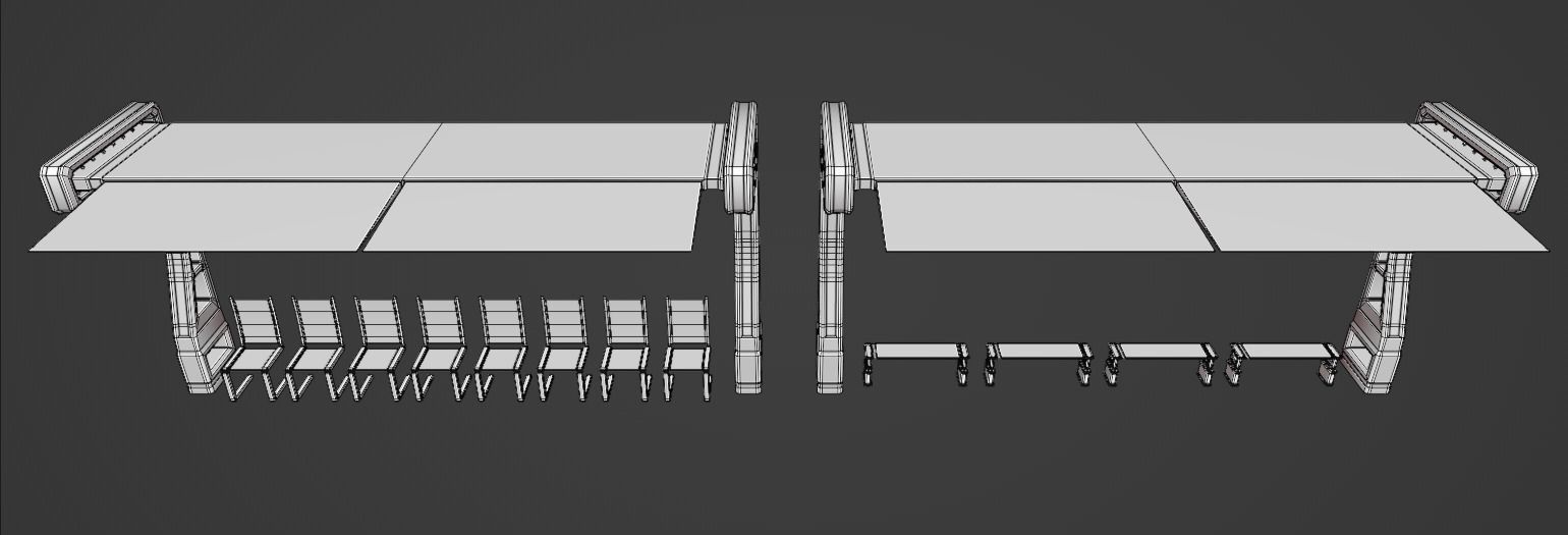 7 Bus Stop collection 3d models - Bus Stations table and chair Low-poly 3D model_13