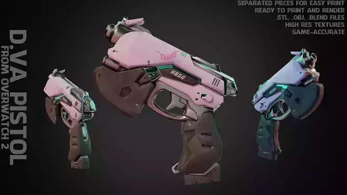 Overwatch 2 D va Pistol for Cosplay  3D print model