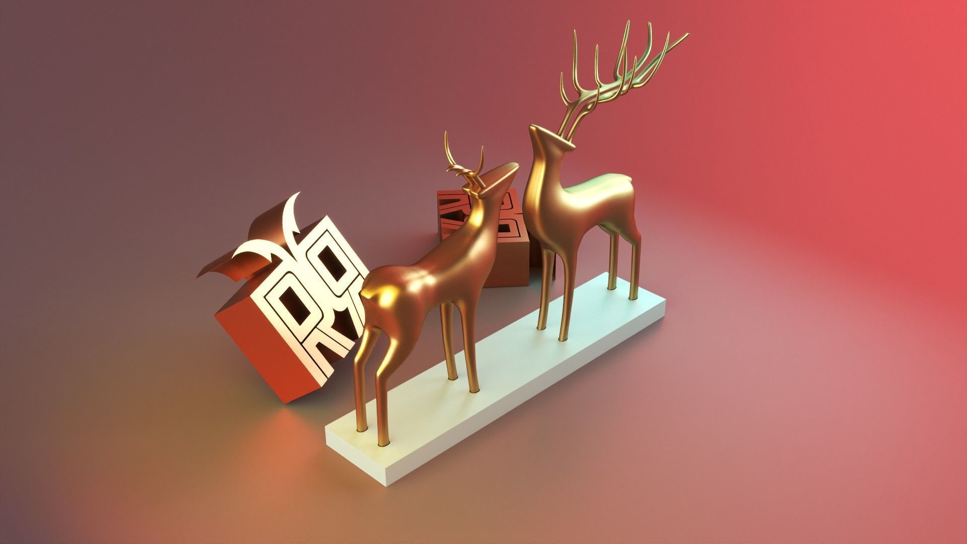 Christmas deer statue decor 3D print model_10