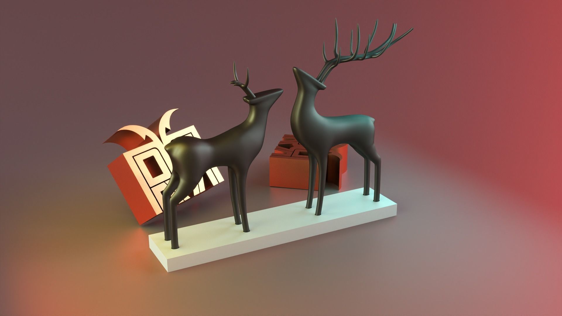 Christmas deer statue decor 3D print model_3