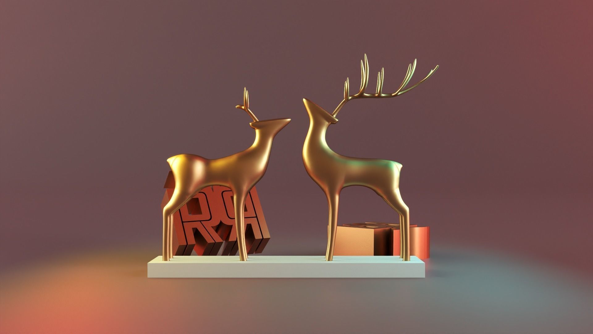 Christmas deer statue decor 3D print model_9