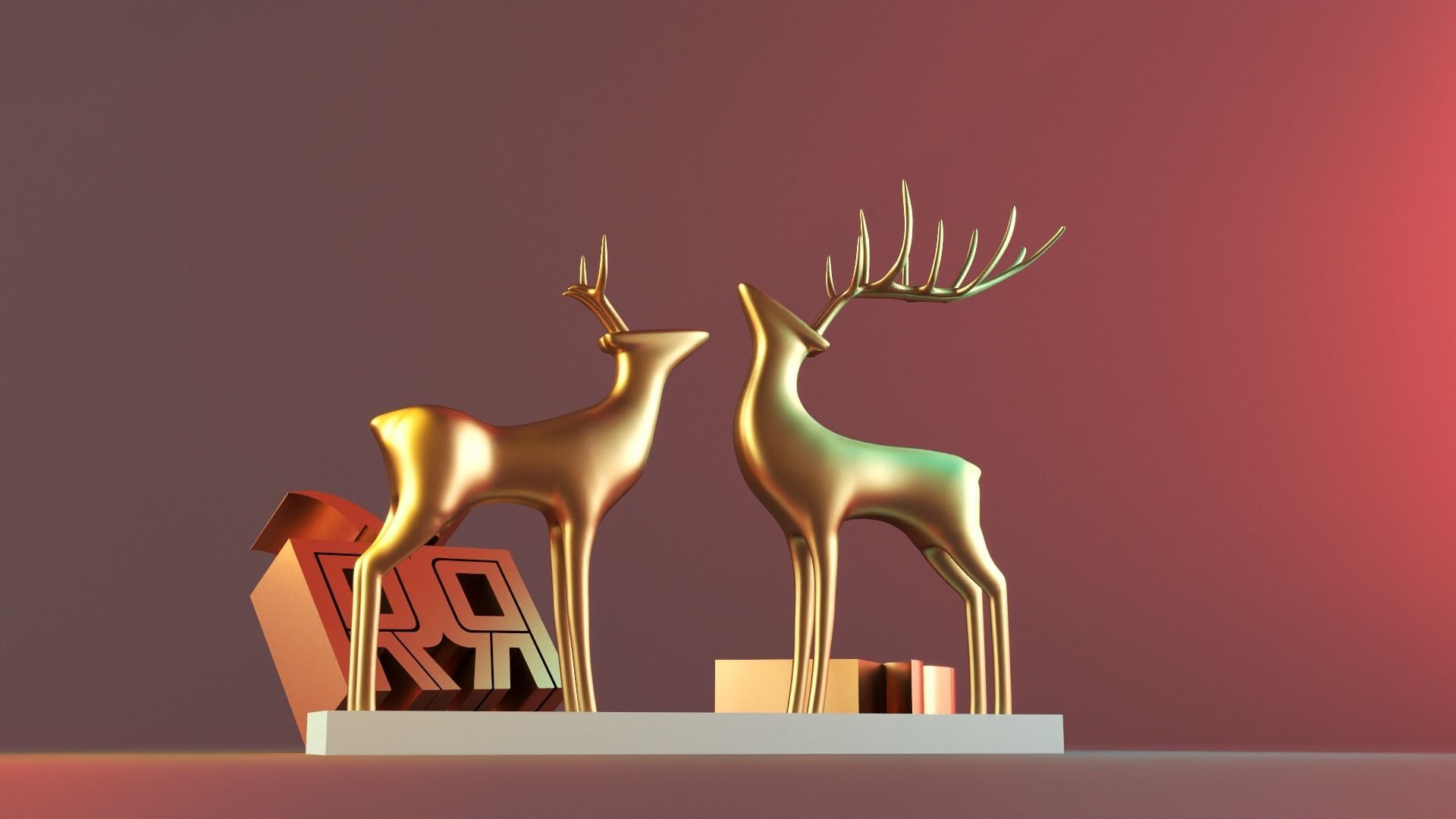 Christmas deer statue decor 3D print model_7