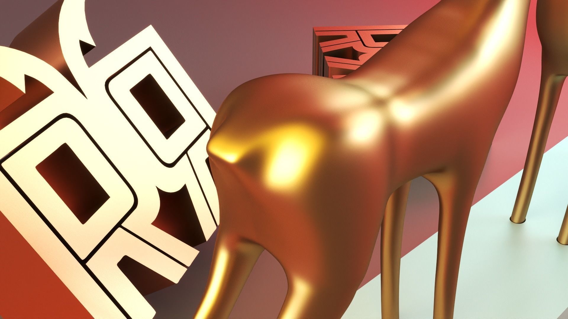 Christmas deer statue decor 3D print model_2