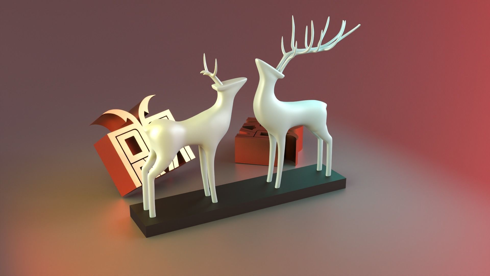 Christmas deer statue decor 3D print model_4