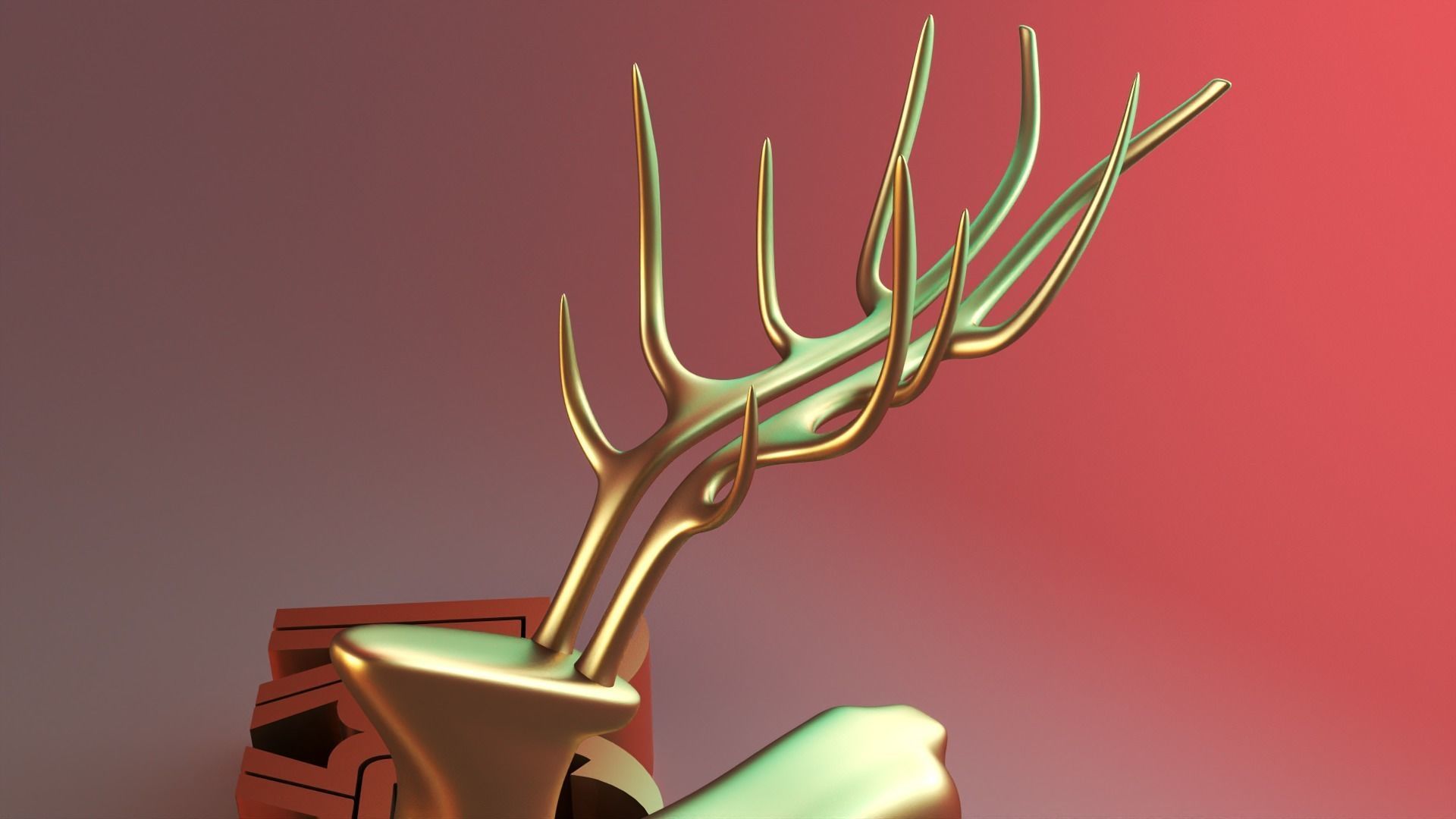 Christmas deer statue decor 3D print model_5