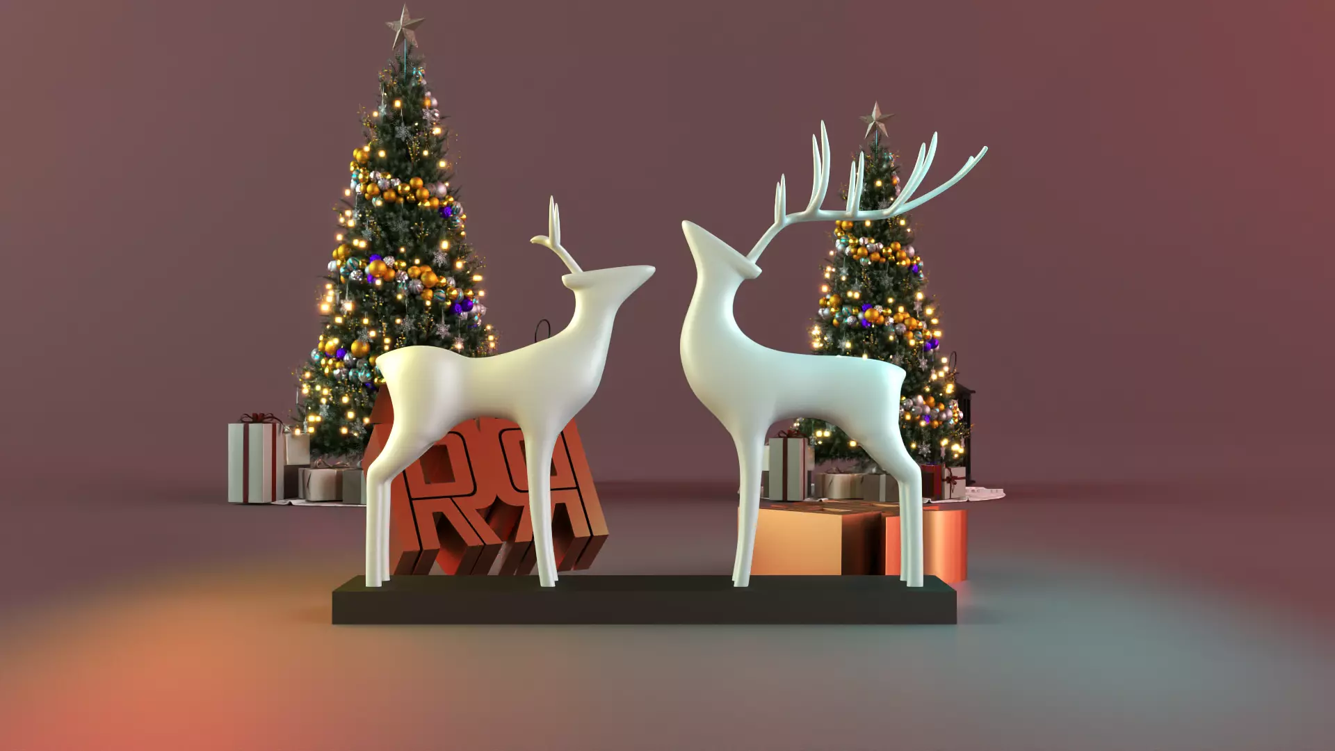 Christmas deer statue decor 3D print model_0