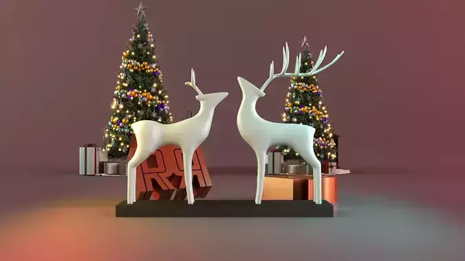 Christmas deer statue decor 3D print model