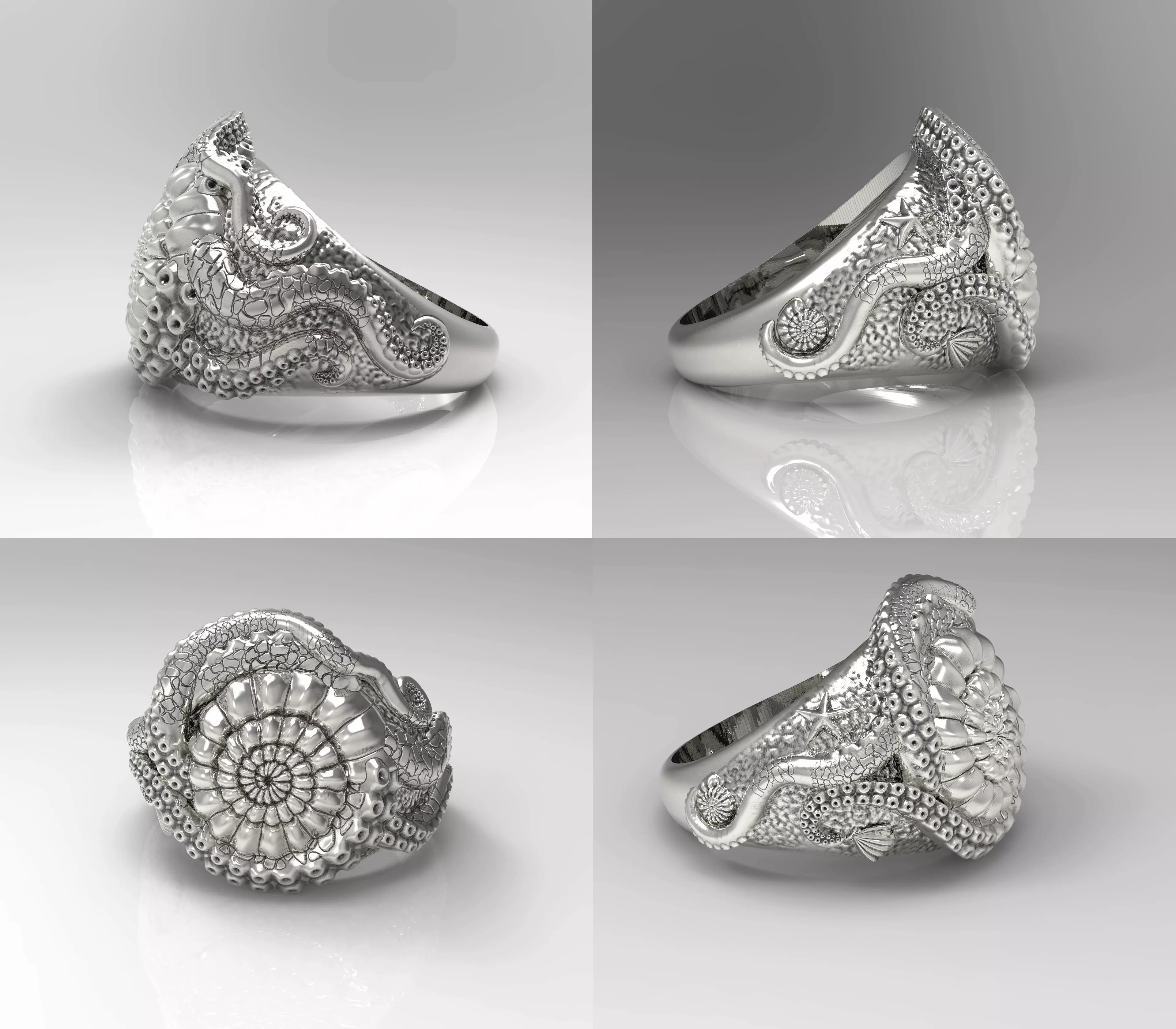 Ring-Octopus-3D model STL-file for 3D printing-Sea jewerly 3D print model_0