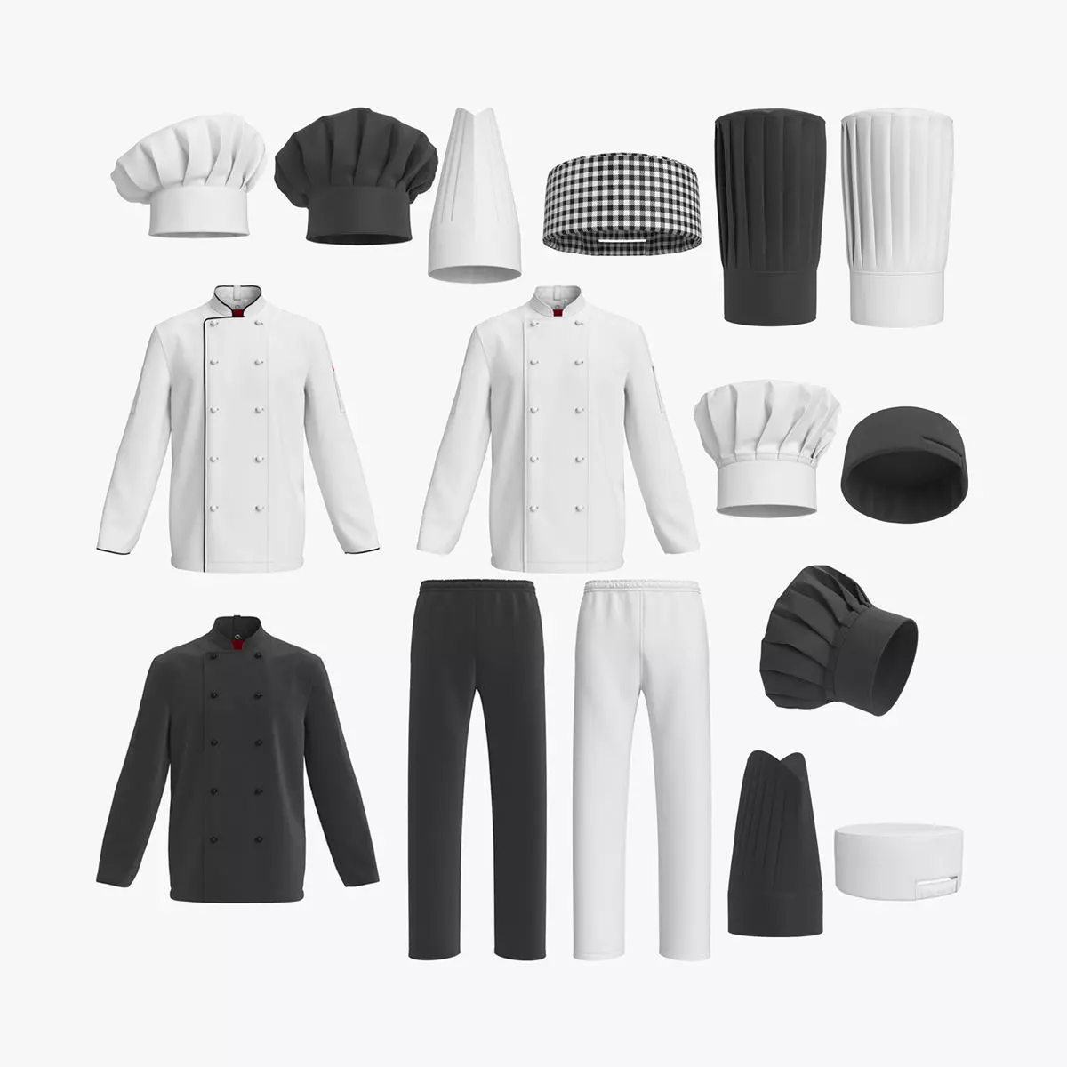 Chef Uniforms 3D model_0