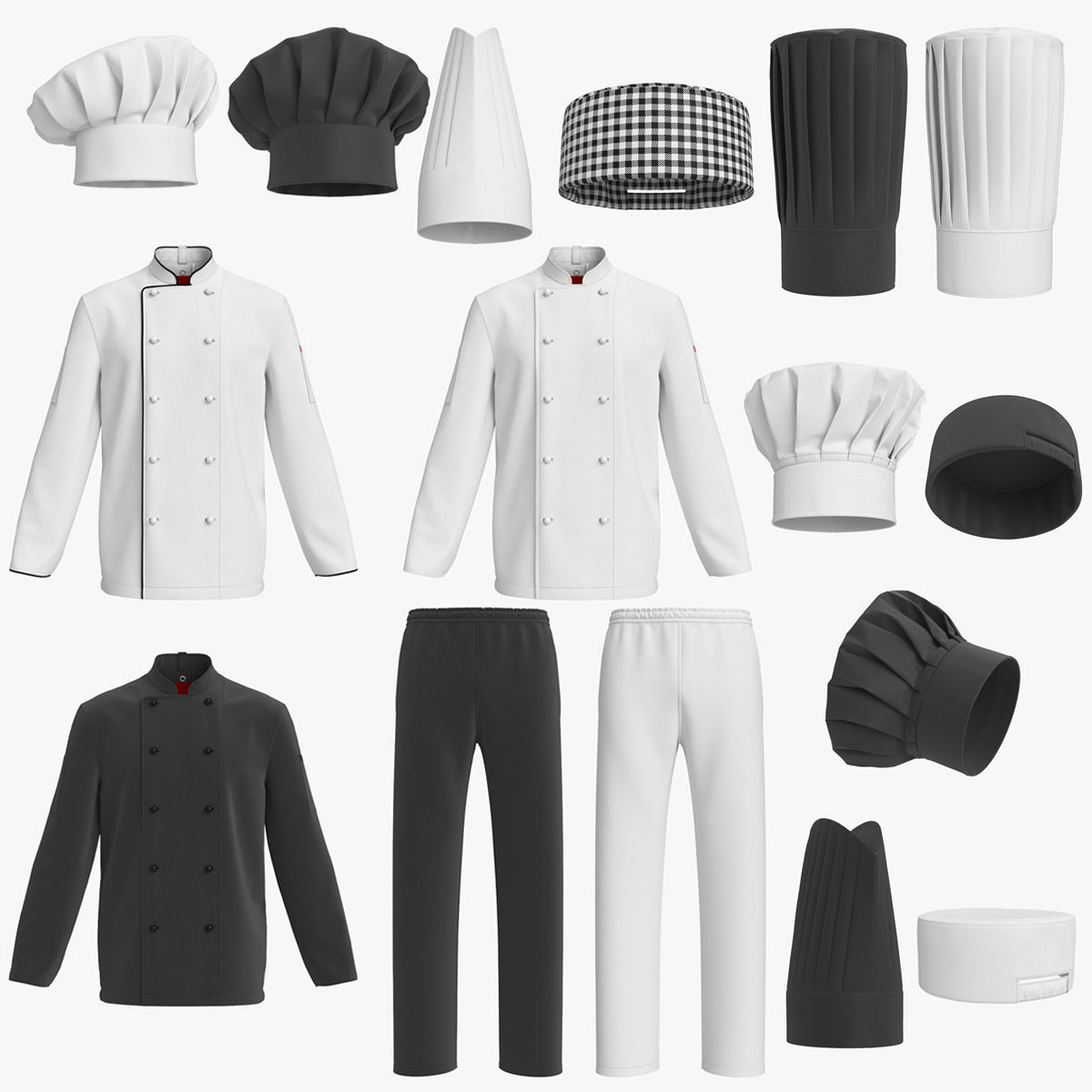 Chef Uniforms 3D model_1