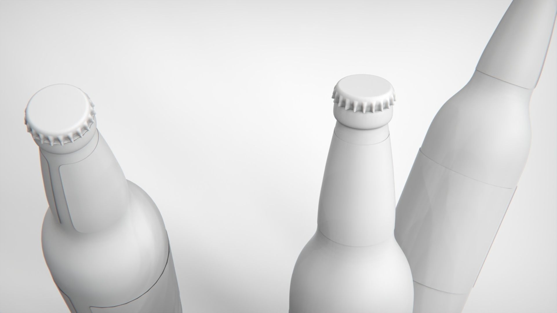 Beer or beverage glass bottle mockup with cap 3D model 3D model_3
