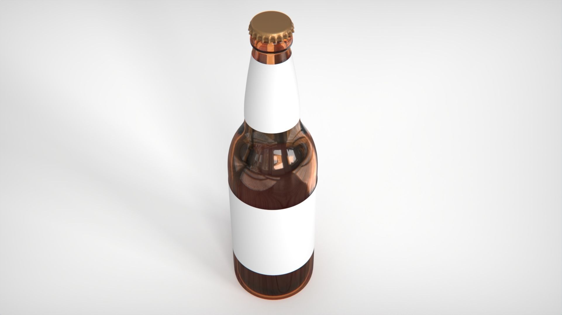 Beer or beverage glass bottle mockup with cap 3D model 3D model_4
