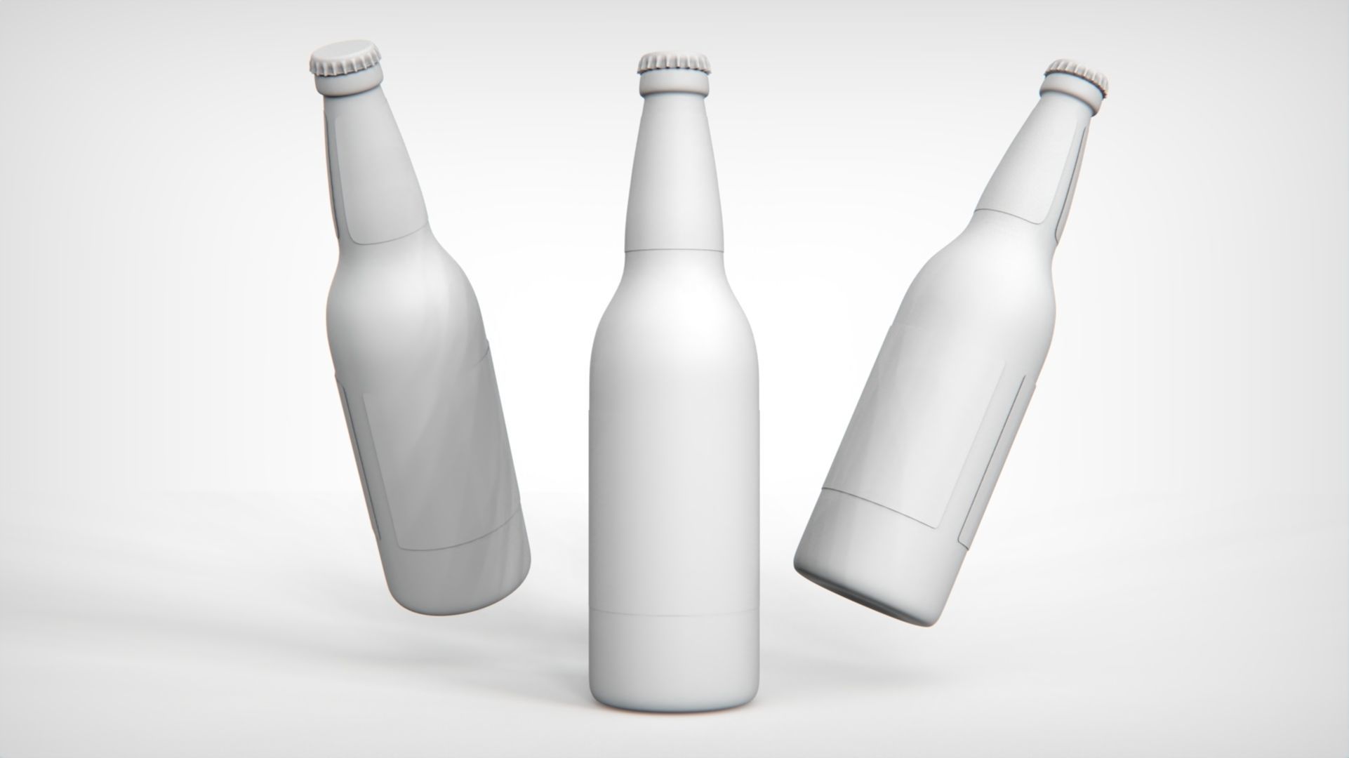 Beer or beverage glass bottle mockup with cap 3D model 3D model_1