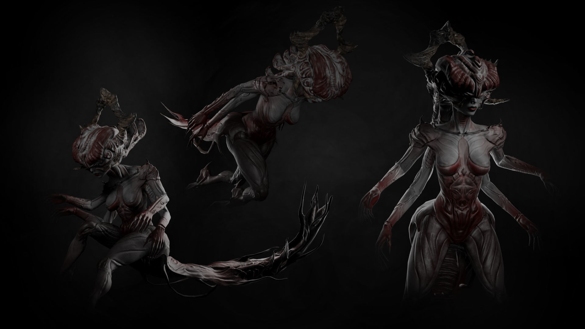 Girl monster Low-poly 3D model_4