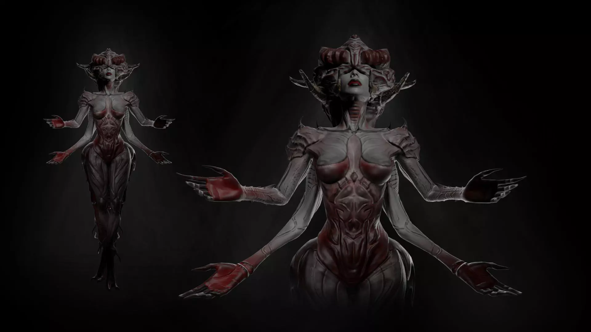 Girl monster Low-poly 3D model_0