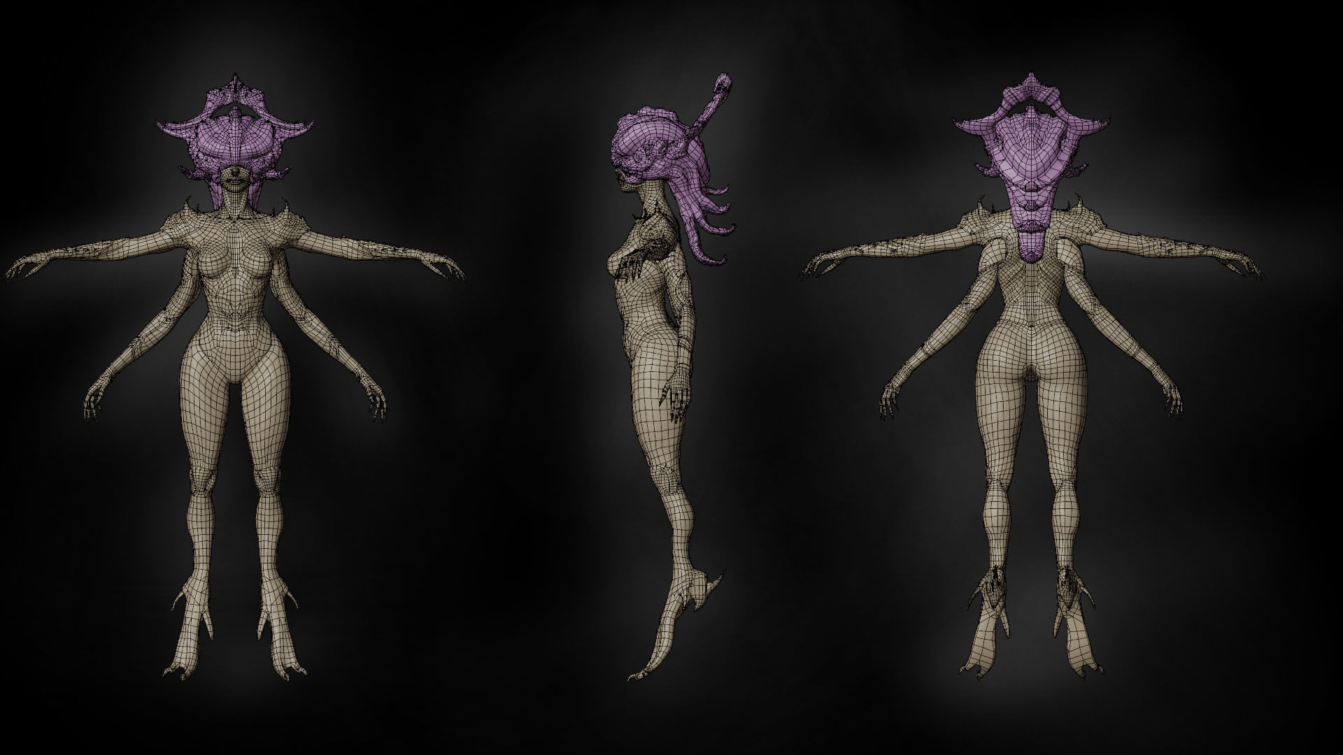 Girl monster Low-poly 3D model_6