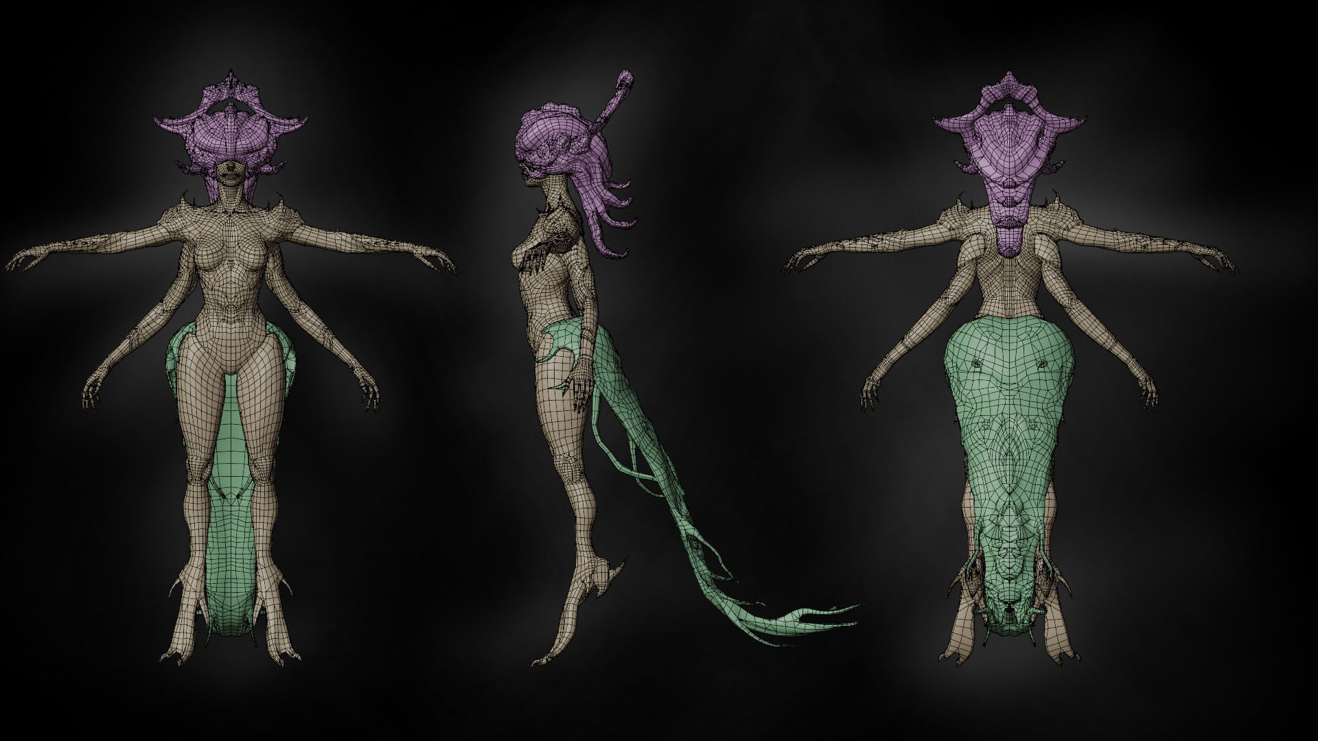 Girl monster Low-poly 3D model_5