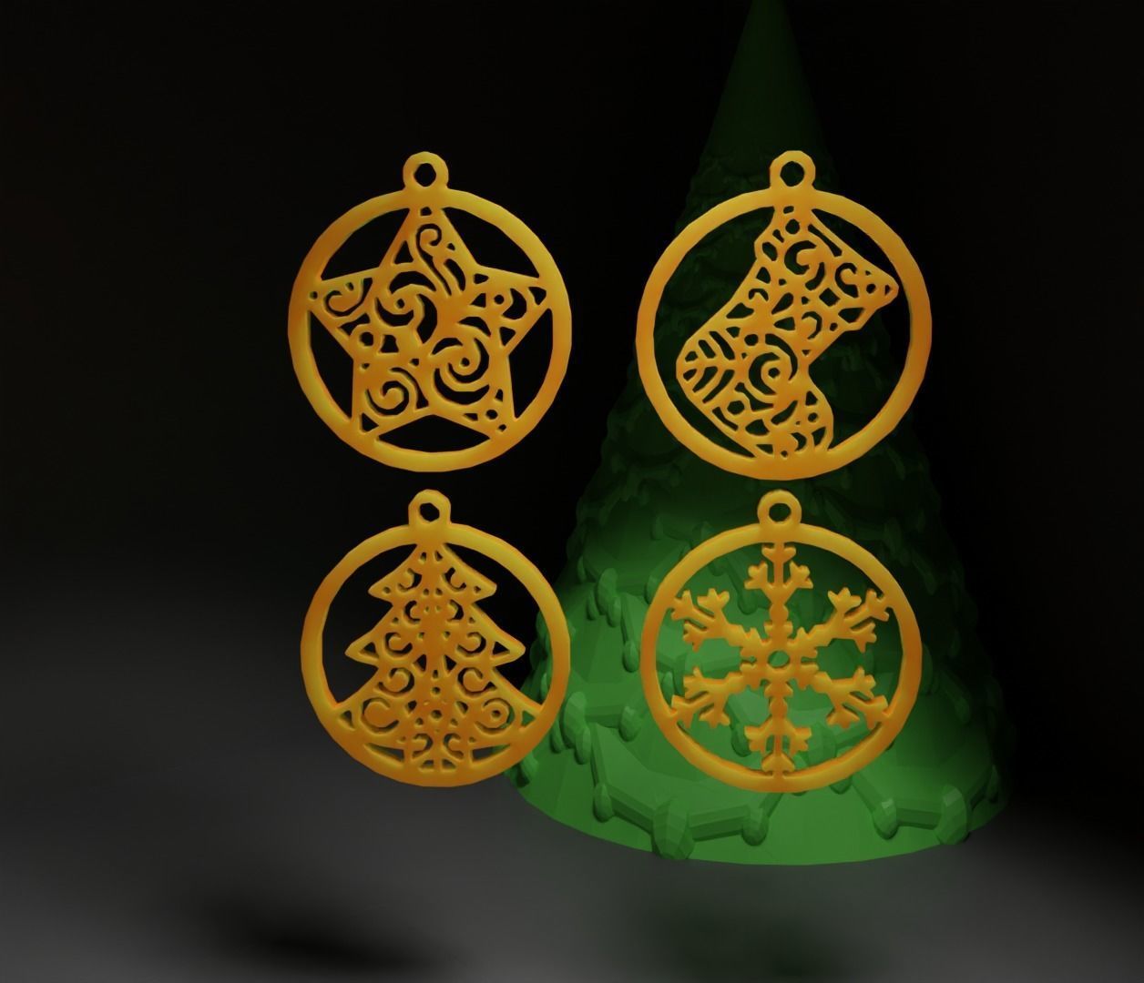 Christmas Ornament - Pendant - Christmas Tree Set 3D print model_31