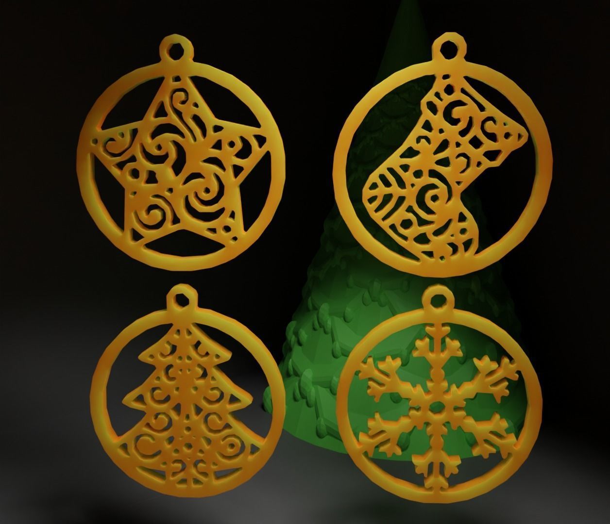 Christmas Ornament - Pendant - Christmas Tree Set 3D print model_4