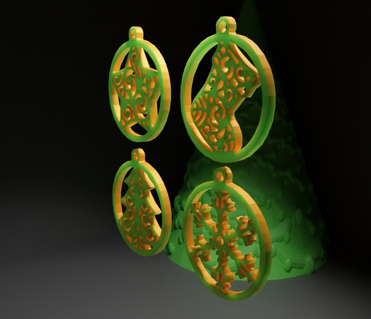 Christmas Ornament - Pendant - Christmas Tree Set 3D print model_42