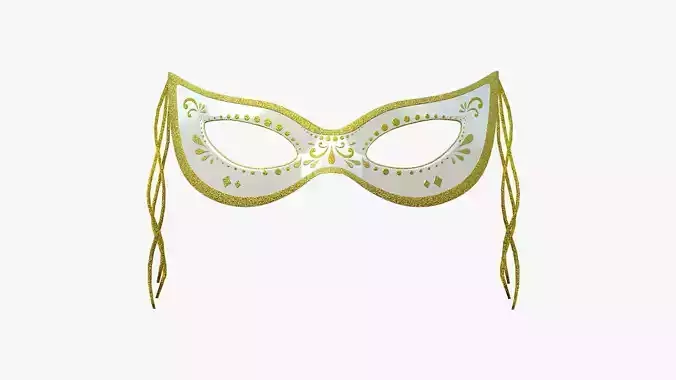 Carnival Mask A02 White Gold - Costume Character Design Low-poly 3D model