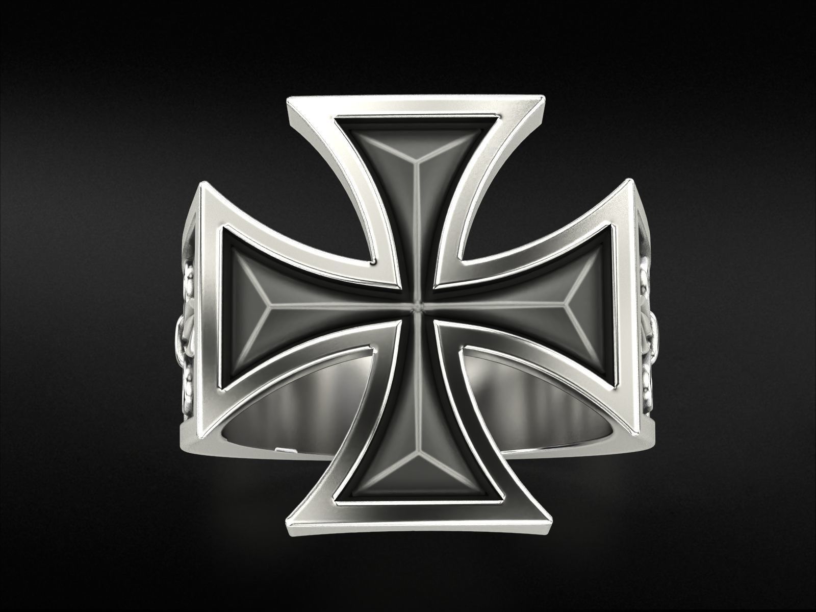 Ring Maltese cross with fleur-de-lis 793 3D print model_2
