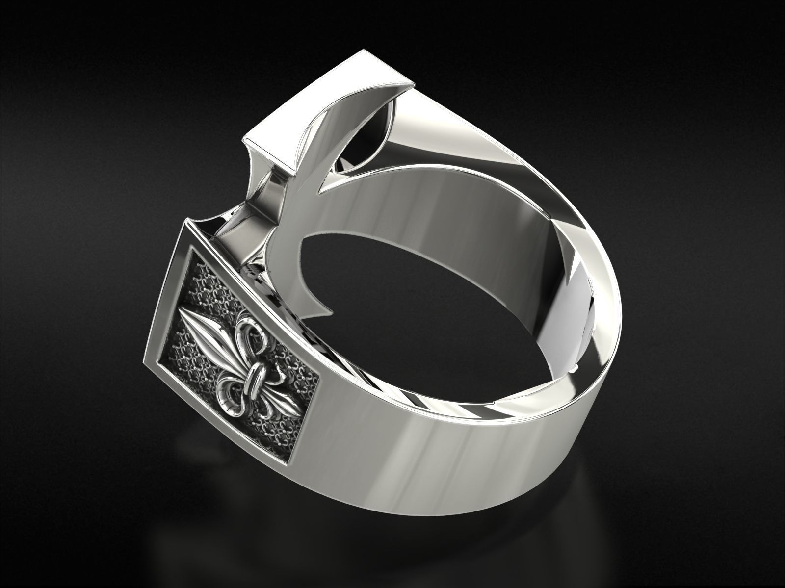 Ring Maltese cross with fleur-de-lis 793 3D print model_11