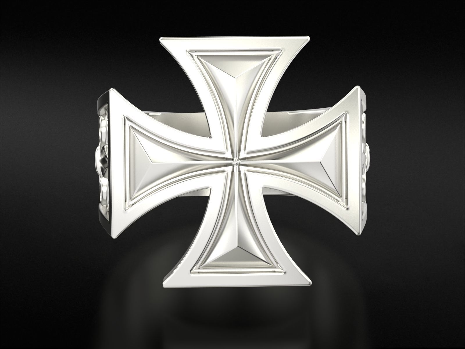 Ring Maltese cross with fleur-de-lis 793 3D print model_10