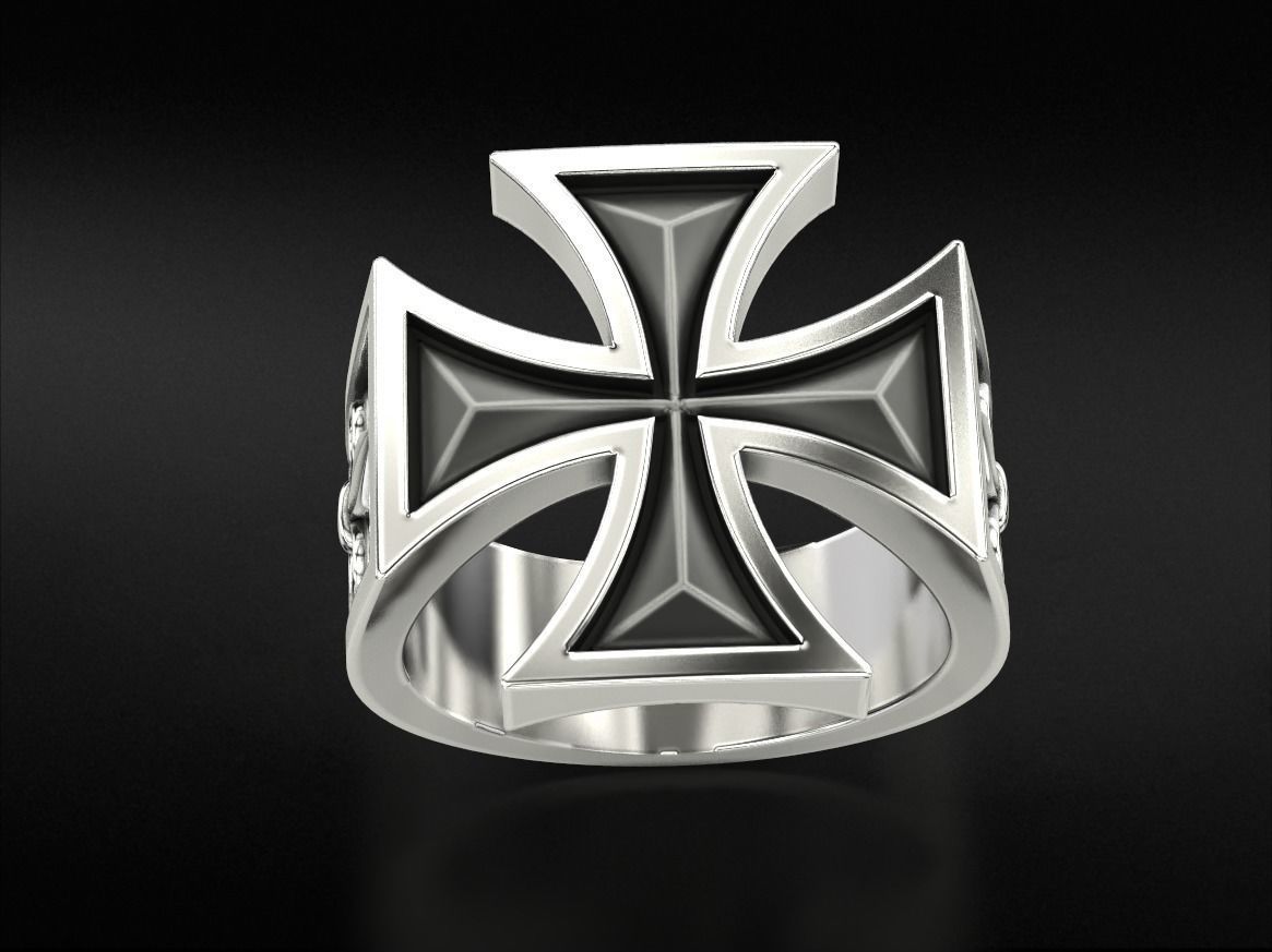 Ring Maltese cross with fleur-de-lis 793 3D print model_13
