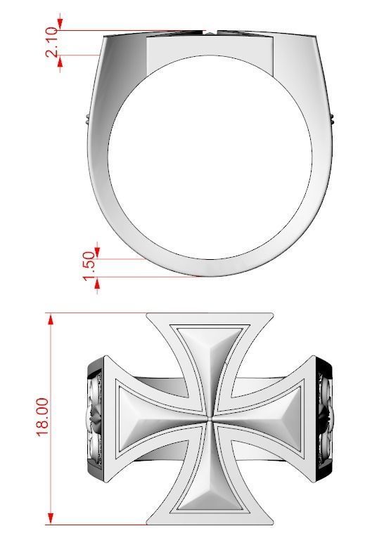 Ring Maltese cross with fleur-de-lis 793 3D print model_15