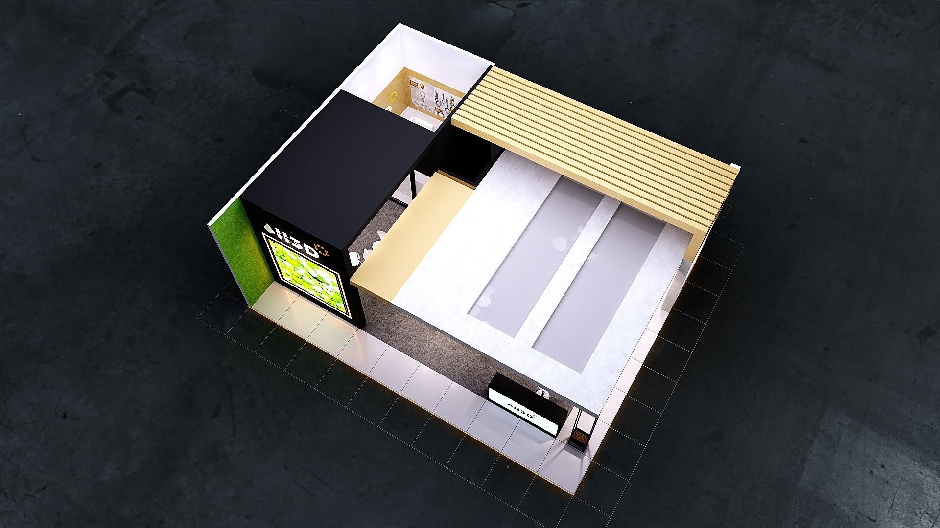 Exhibition Stand Stall 2 Side Open 10X8 3D model_8