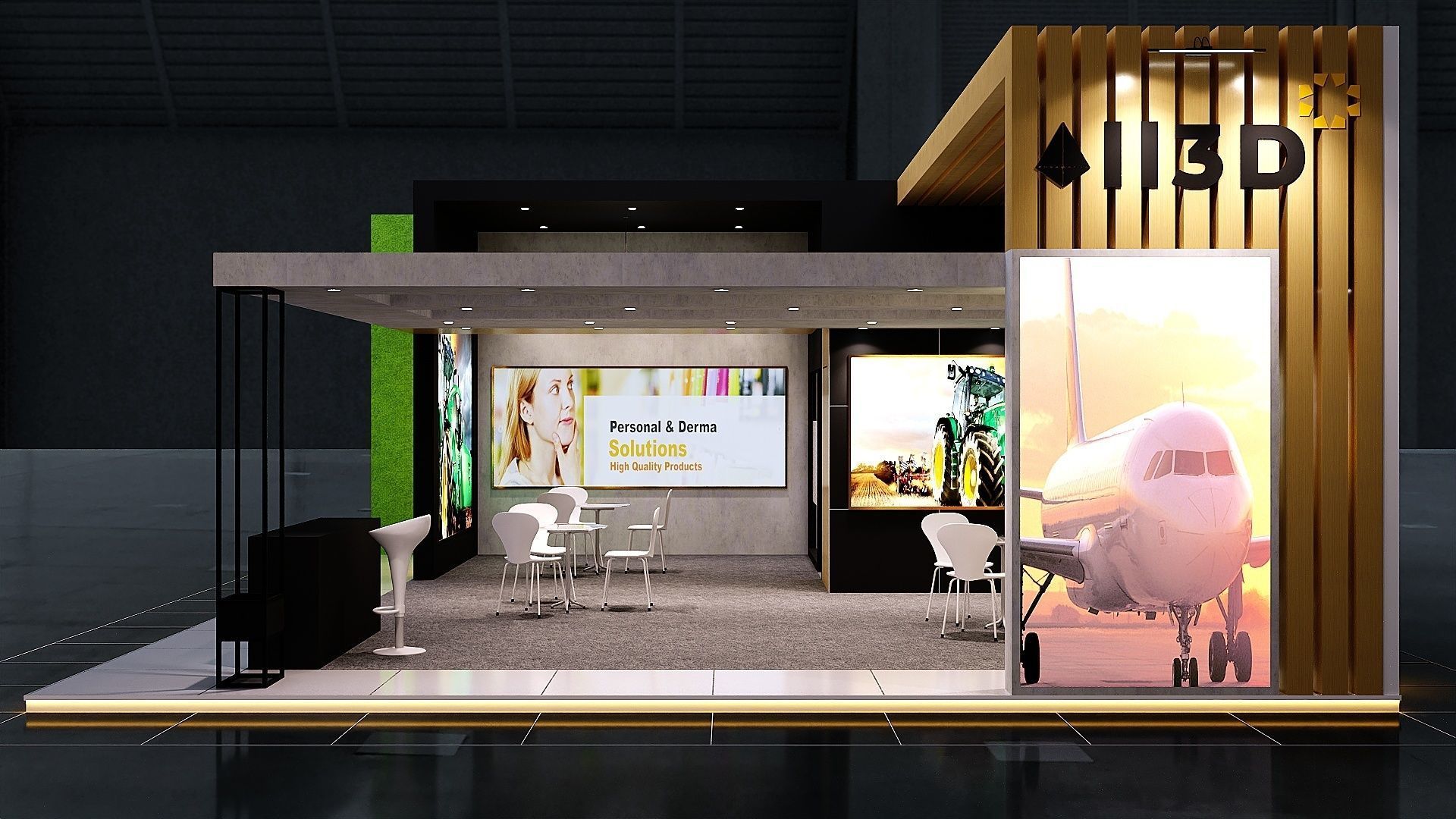 Exhibition Stand Stall 2 Side Open 10X8 3D model_2