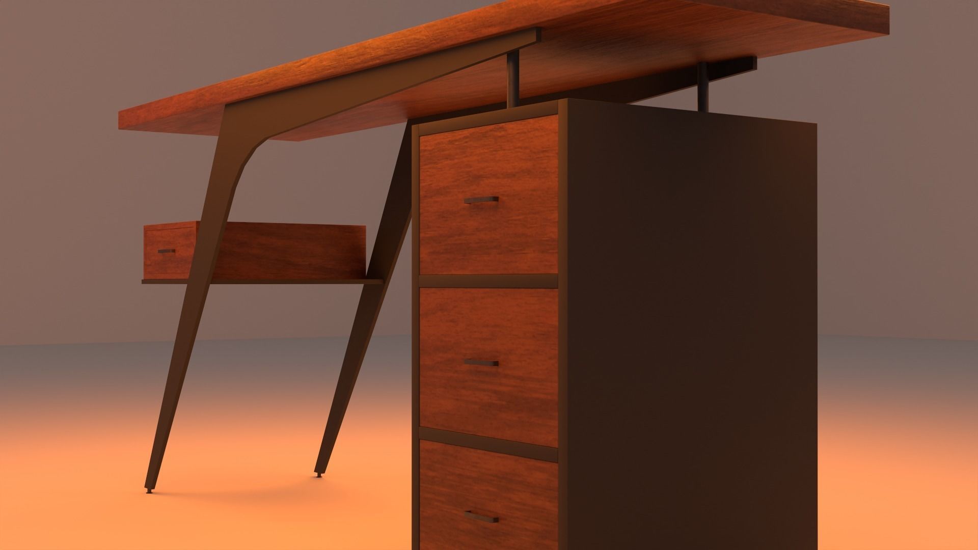 Office desk Free low-poly 3D model_3