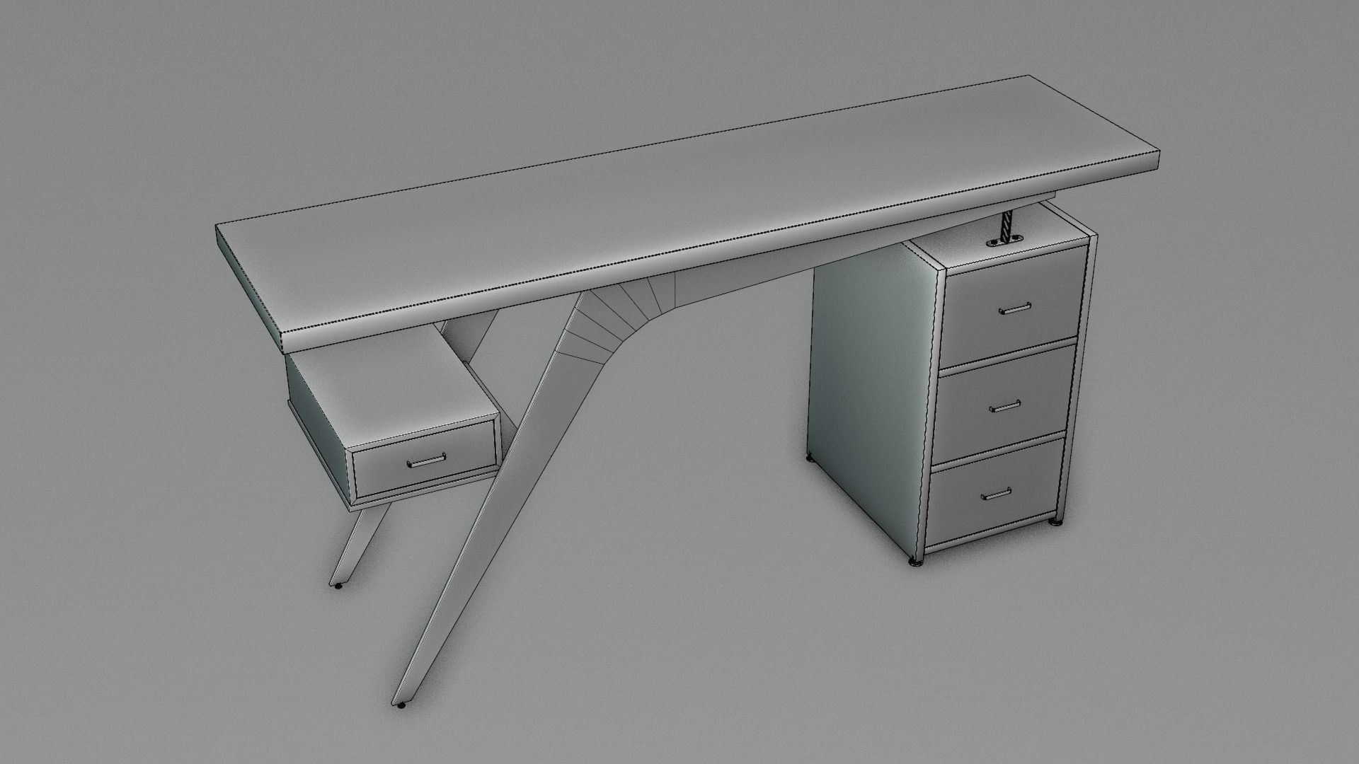 Office desk Free low-poly 3D model_1