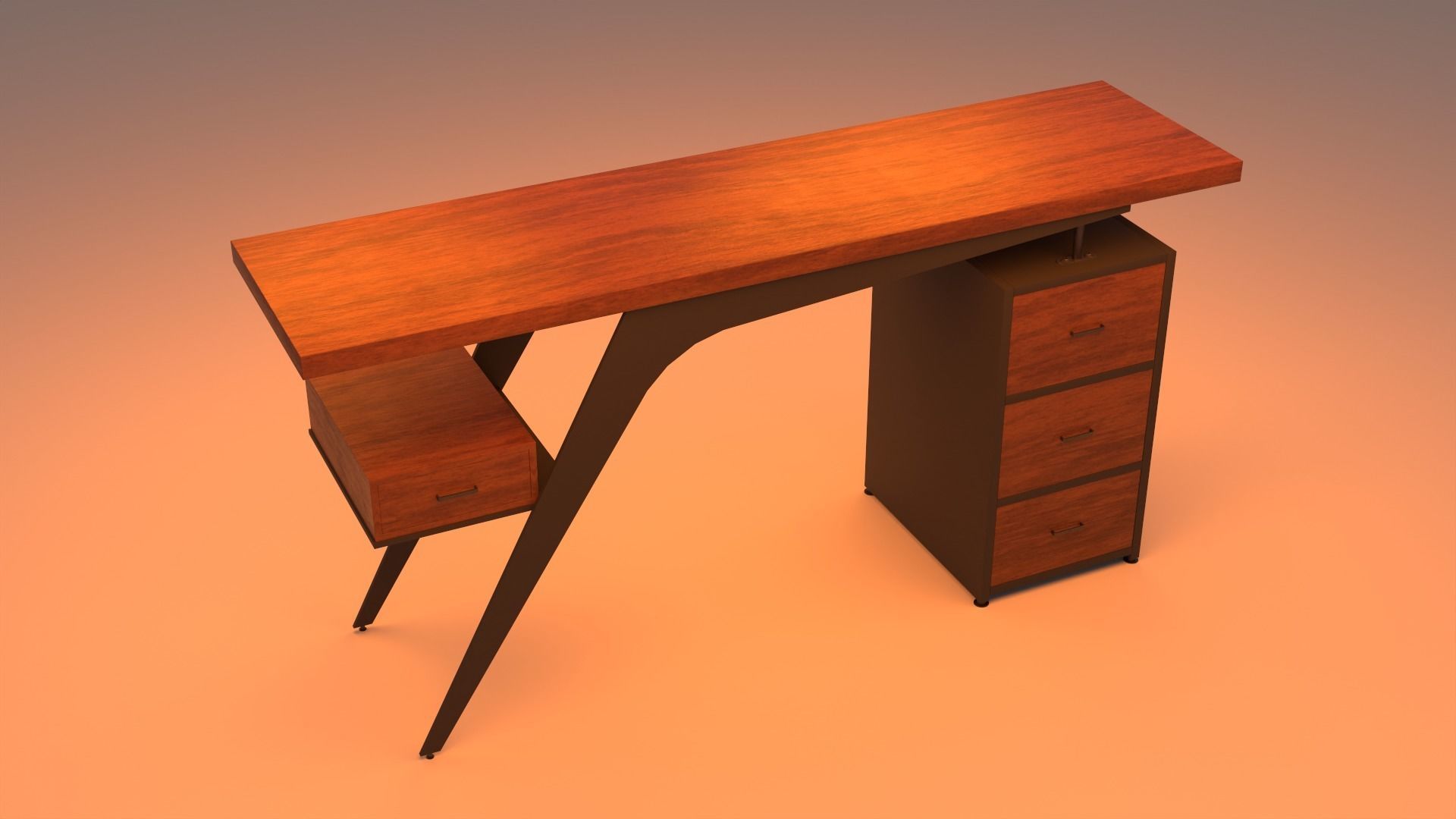 Office desk Free low-poly 3D model_2
