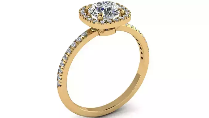 Round Stone Halo Engagement Ring 
