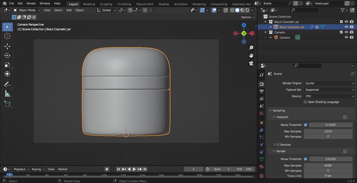 Black Cosmetic Jar 01 3D model_7