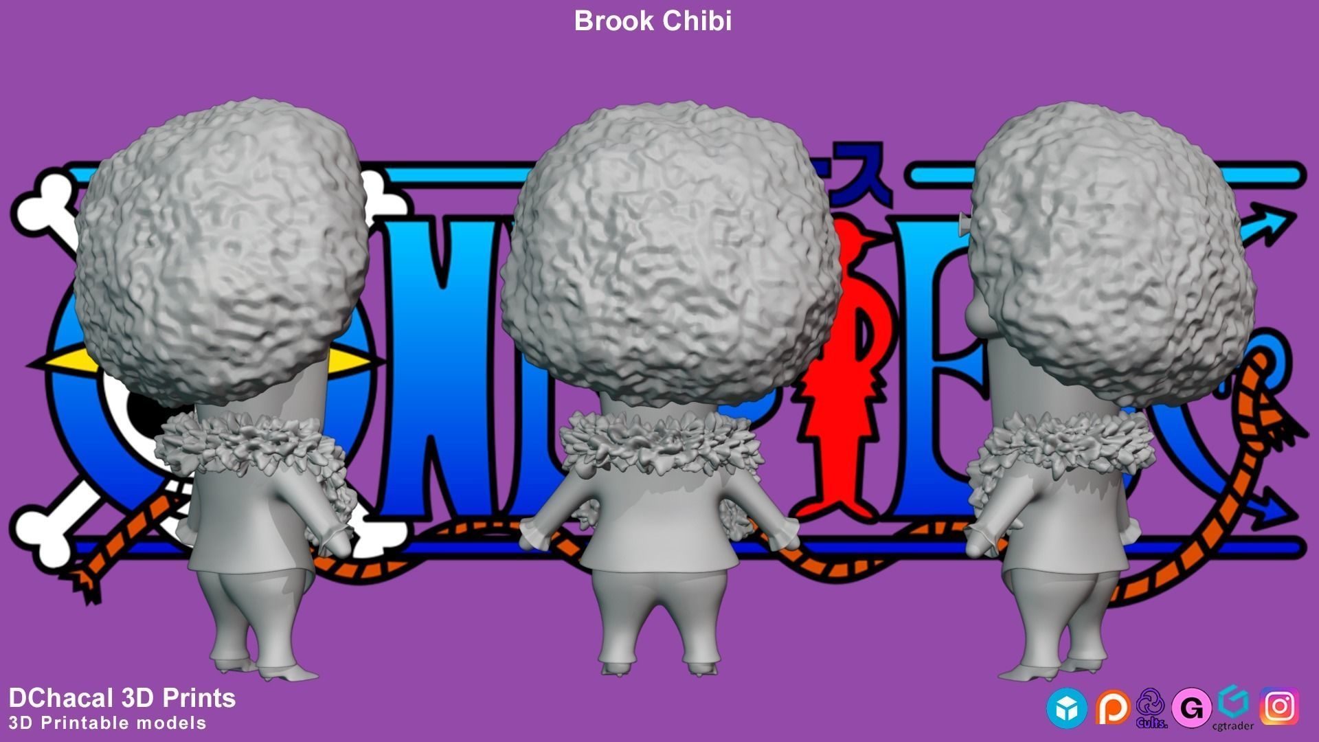Brook Chibi - One Piece 3D model 3D printable | CGTrader