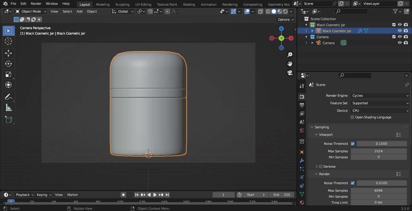 Black Cosmetic Jar 02 3D model_7