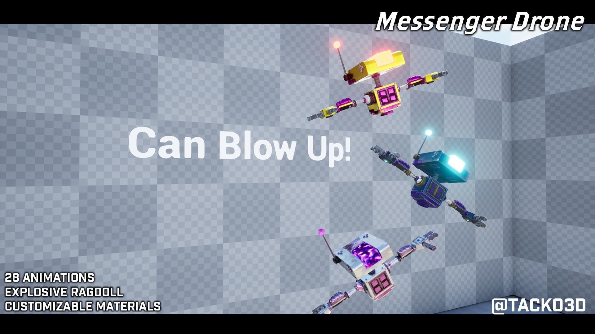 Messenger Drone - Customizable Drone Character Low-poly 3D model_6