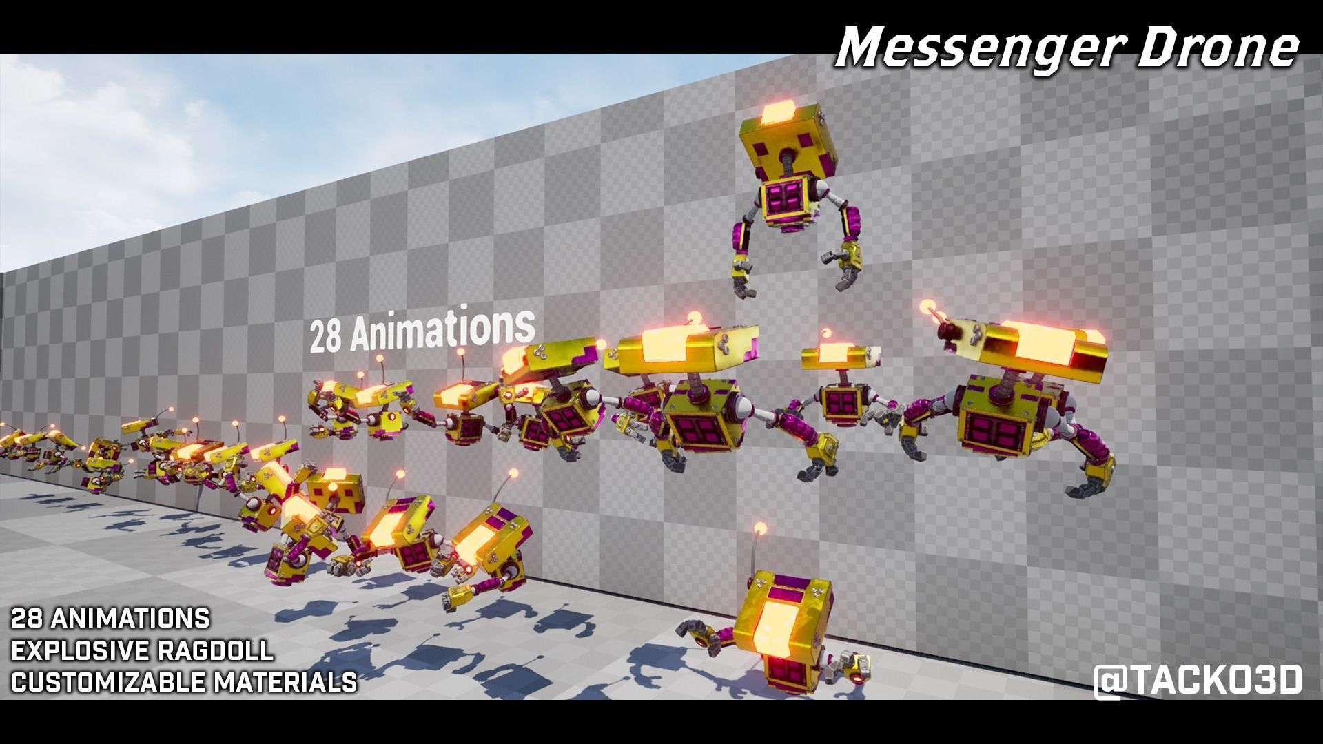 Messenger Drone - Customizable Drone Character Low-poly 3D model_9