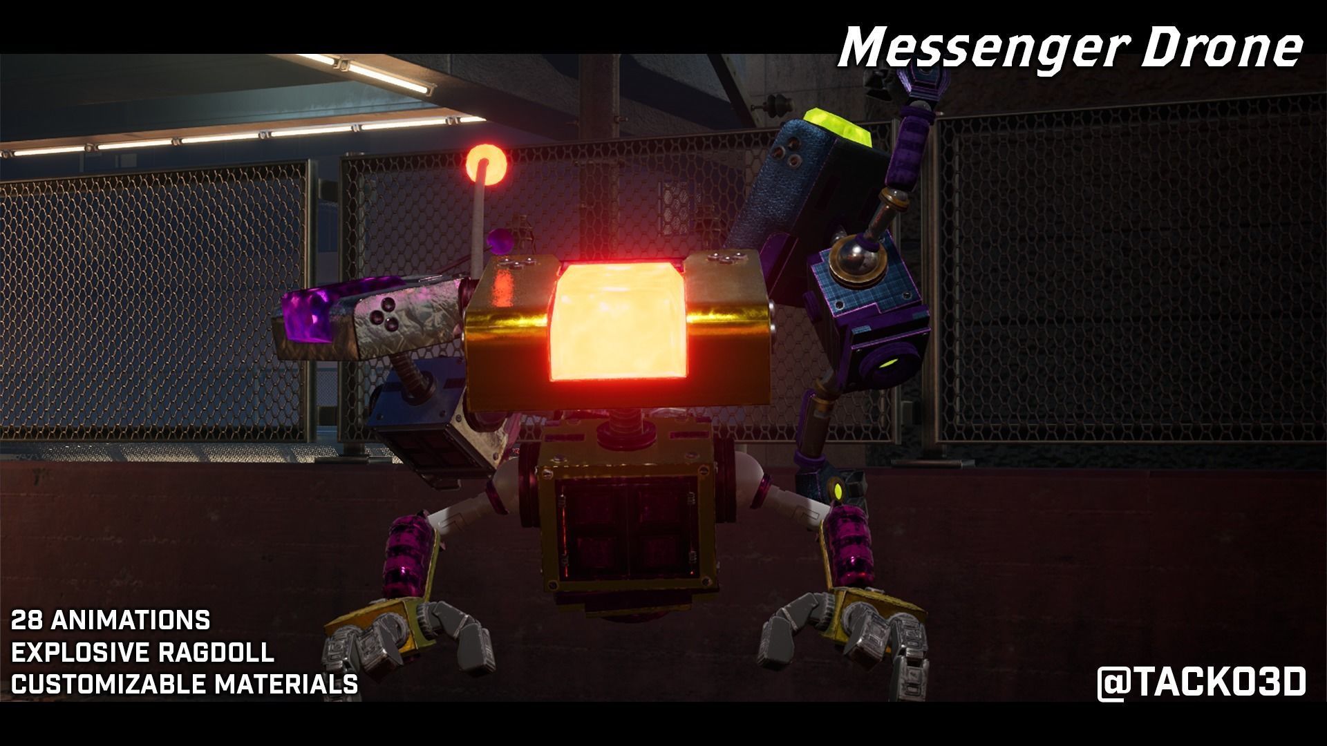 Messenger Drone - Customizable Drone Character Low-poly 3D model_3