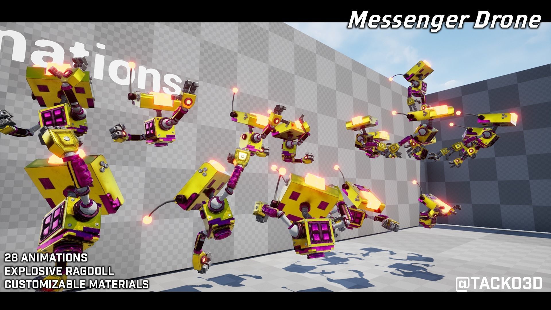 Messenger Drone - Customizable Drone Character Low-poly 3D model_8