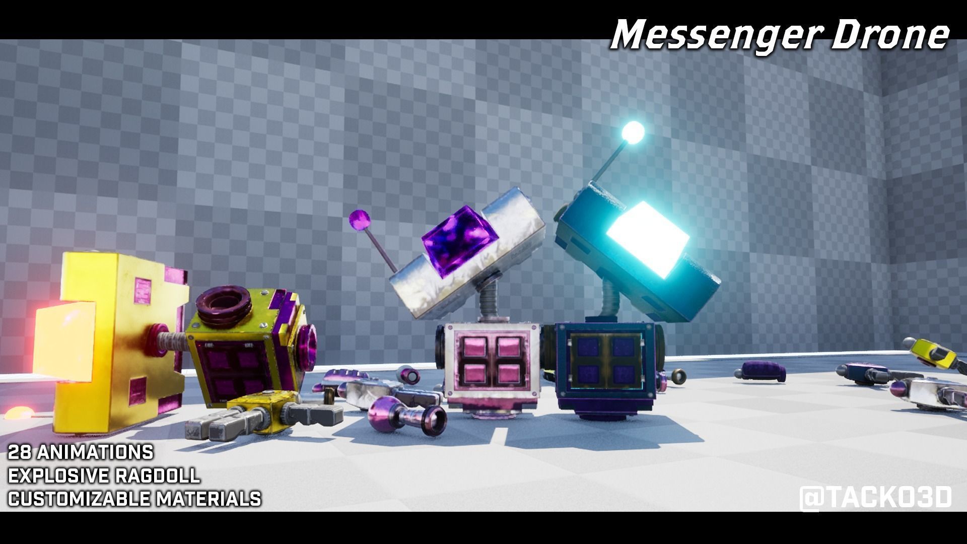 Messenger Drone - Customizable Drone Character Low-poly 3D model_10