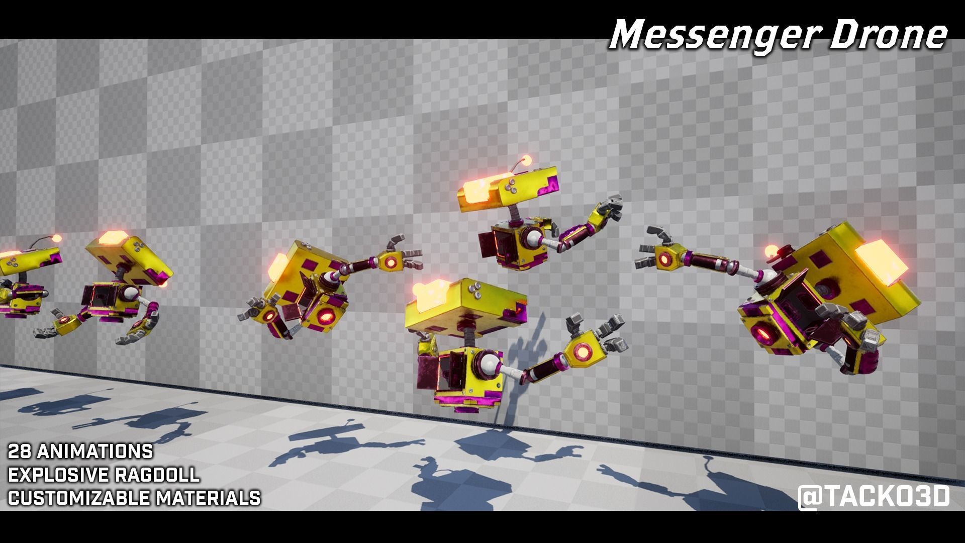 Messenger Drone - Customizable Drone Character Low-poly 3D model_4