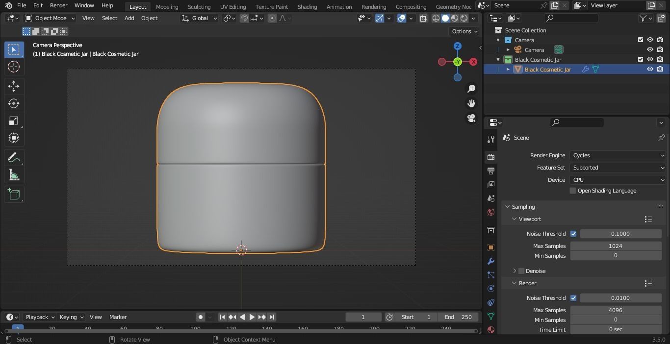 Black Cosmetic Jar 03 3D model_7