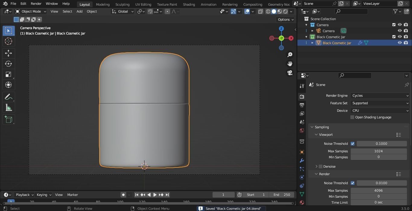 Black Cosmetic Jar 04 3D model_7