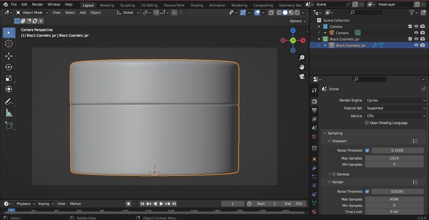Black Cosmetic Jar 05 3D model_7