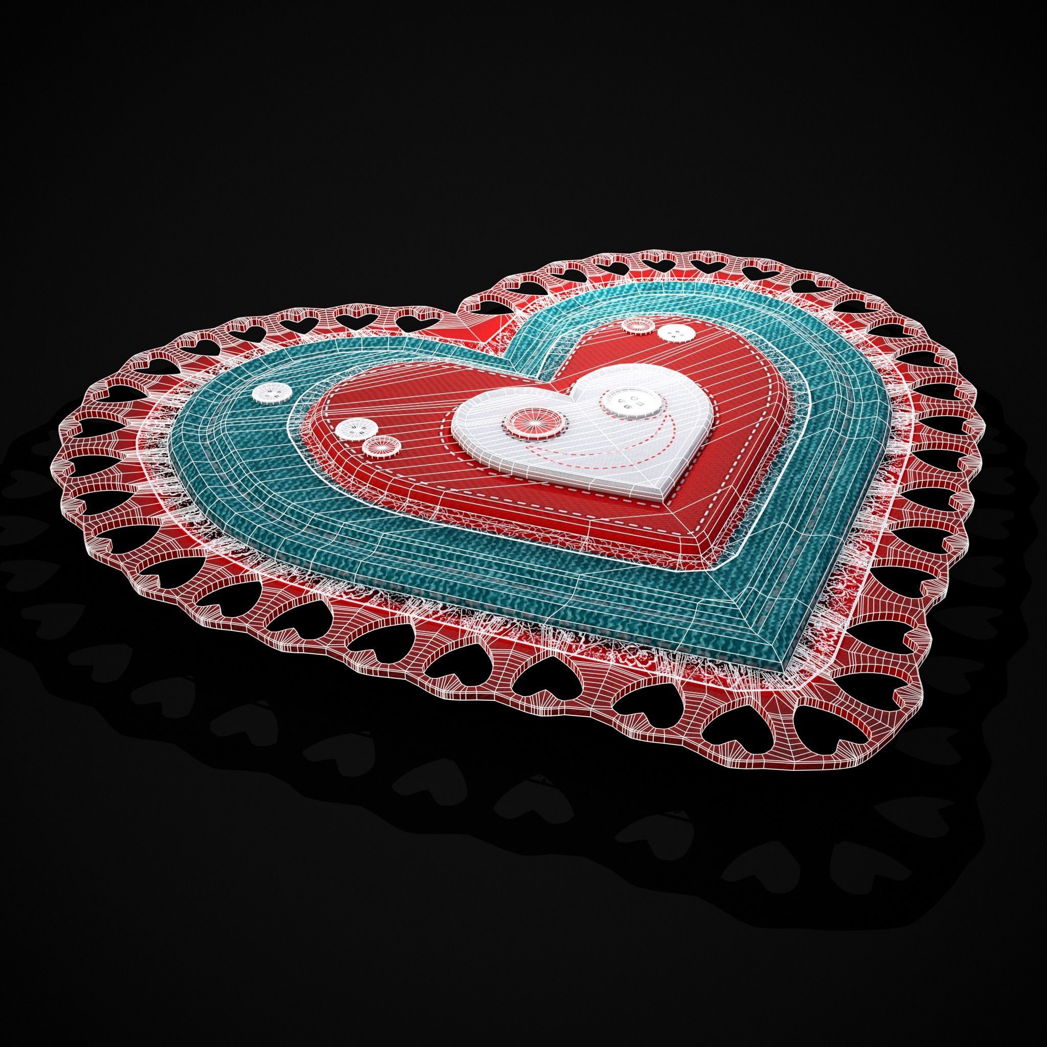 Valentines Fabric Heart Low-poly 3D model_18