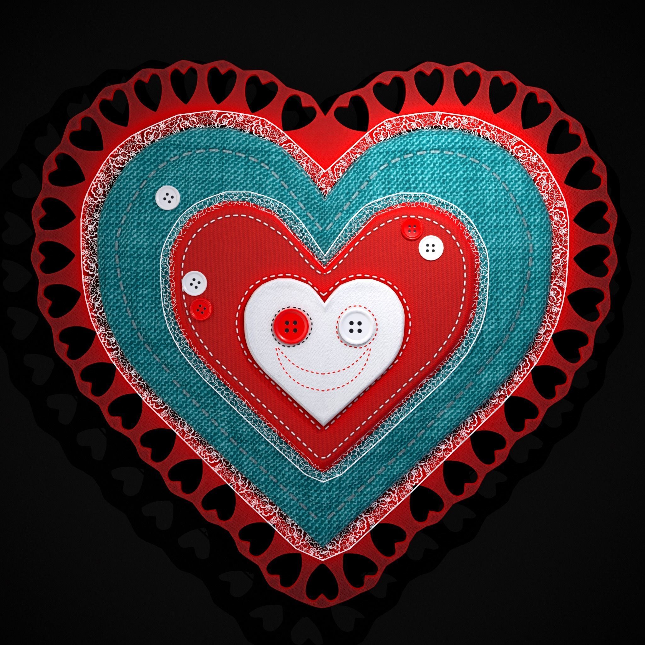 Valentines Fabric Heart Low-poly 3D model_19